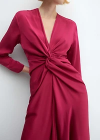 Satin dress with knot