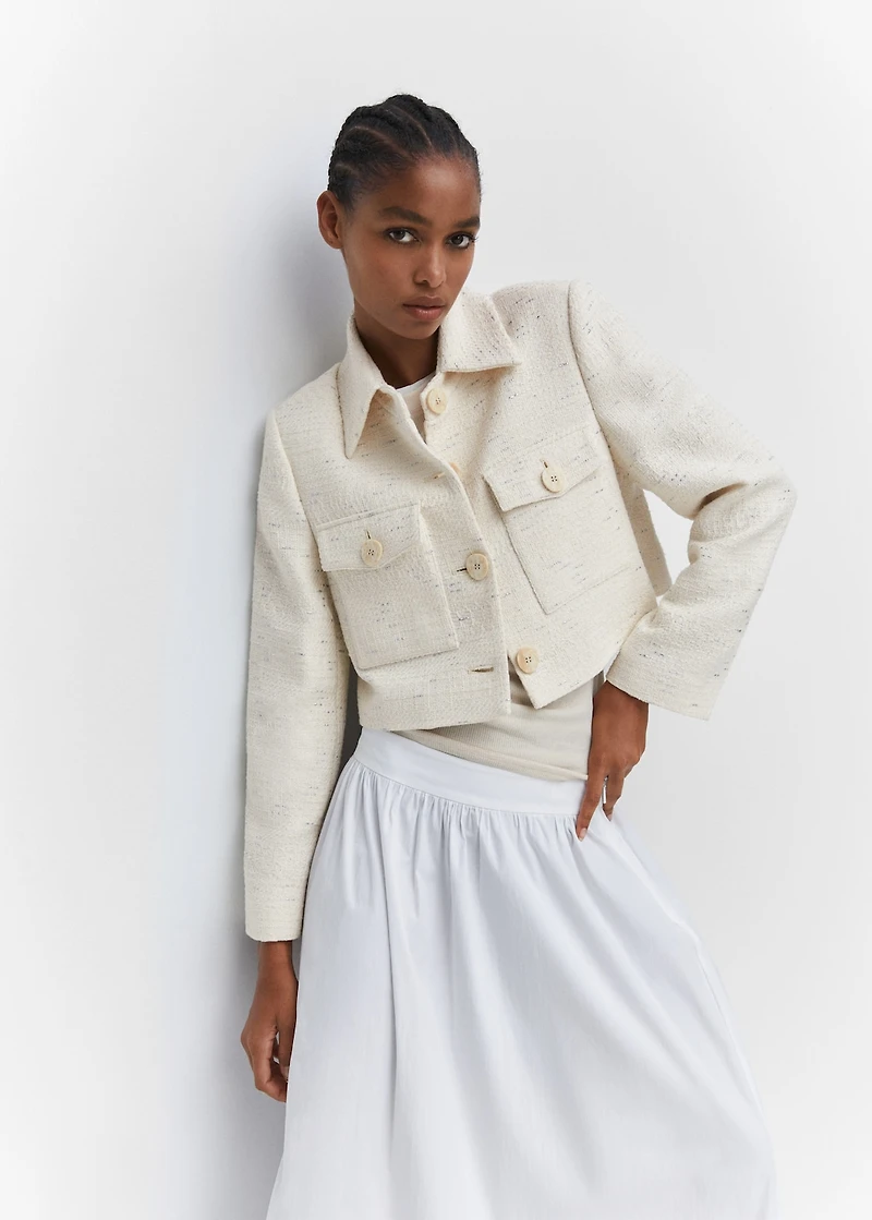Cropped tweed jacket with pockets