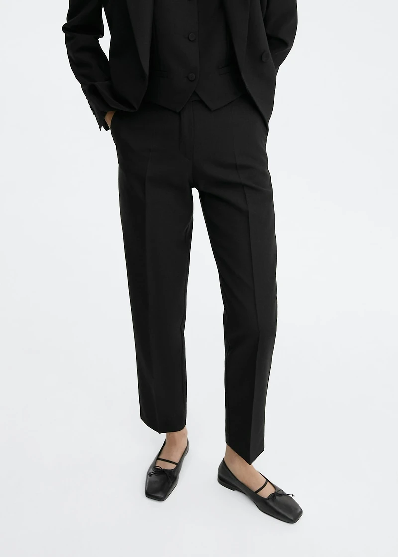 Straight wool suit pants