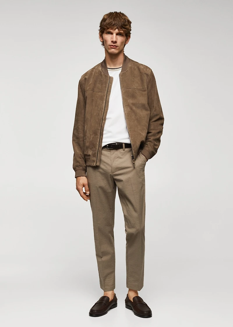 Leather bomber jacket