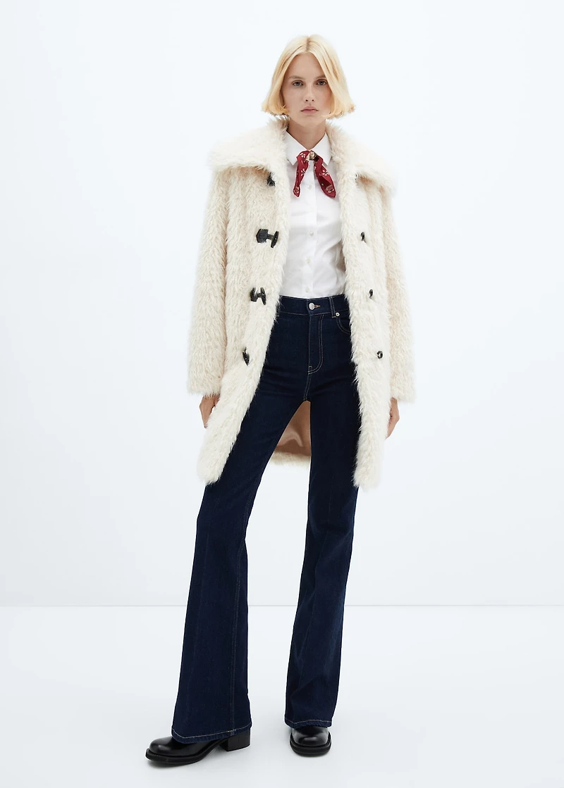 Fur-effect midi-coat