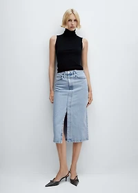Denim midi-skirt
