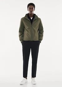 Water-repellent hooded quilted jacket