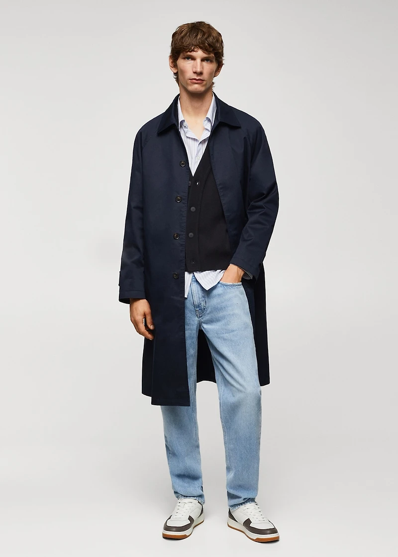 Relaxed-fit cotton trench coat