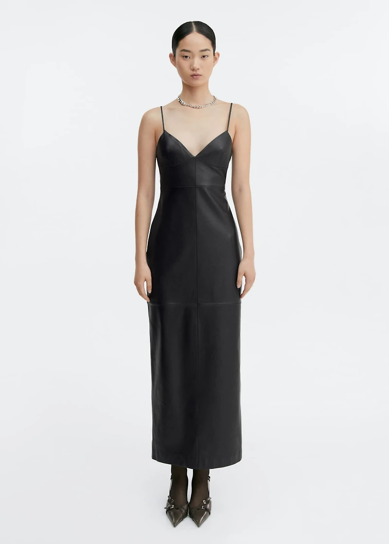 Leather dress with straps