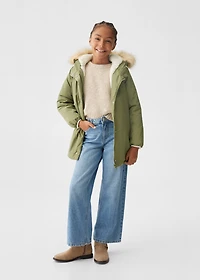 Anorak with shearling-effect hood