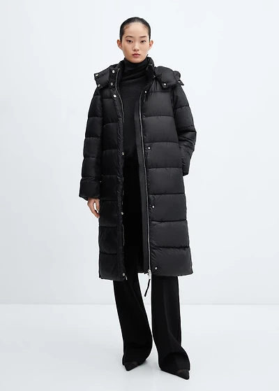 Water-repellent hood puffer coat