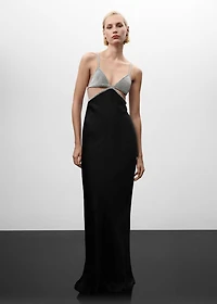 Satin dress with rhinestone body