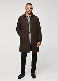 Reversible recycled wool trench coat