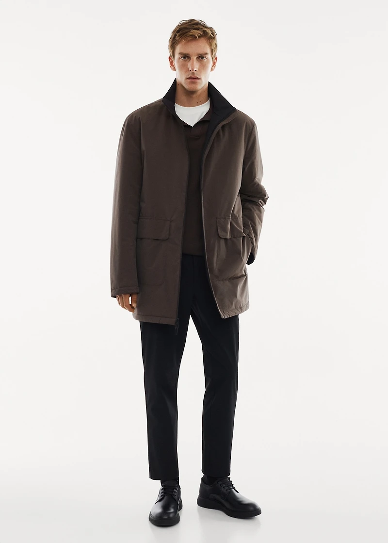 Reversible water-repellent quilted barn jacket