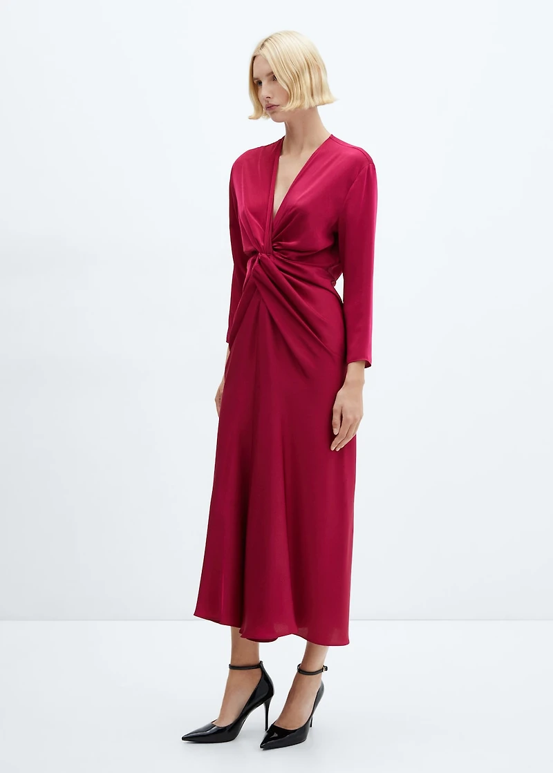 Satin dress with knot