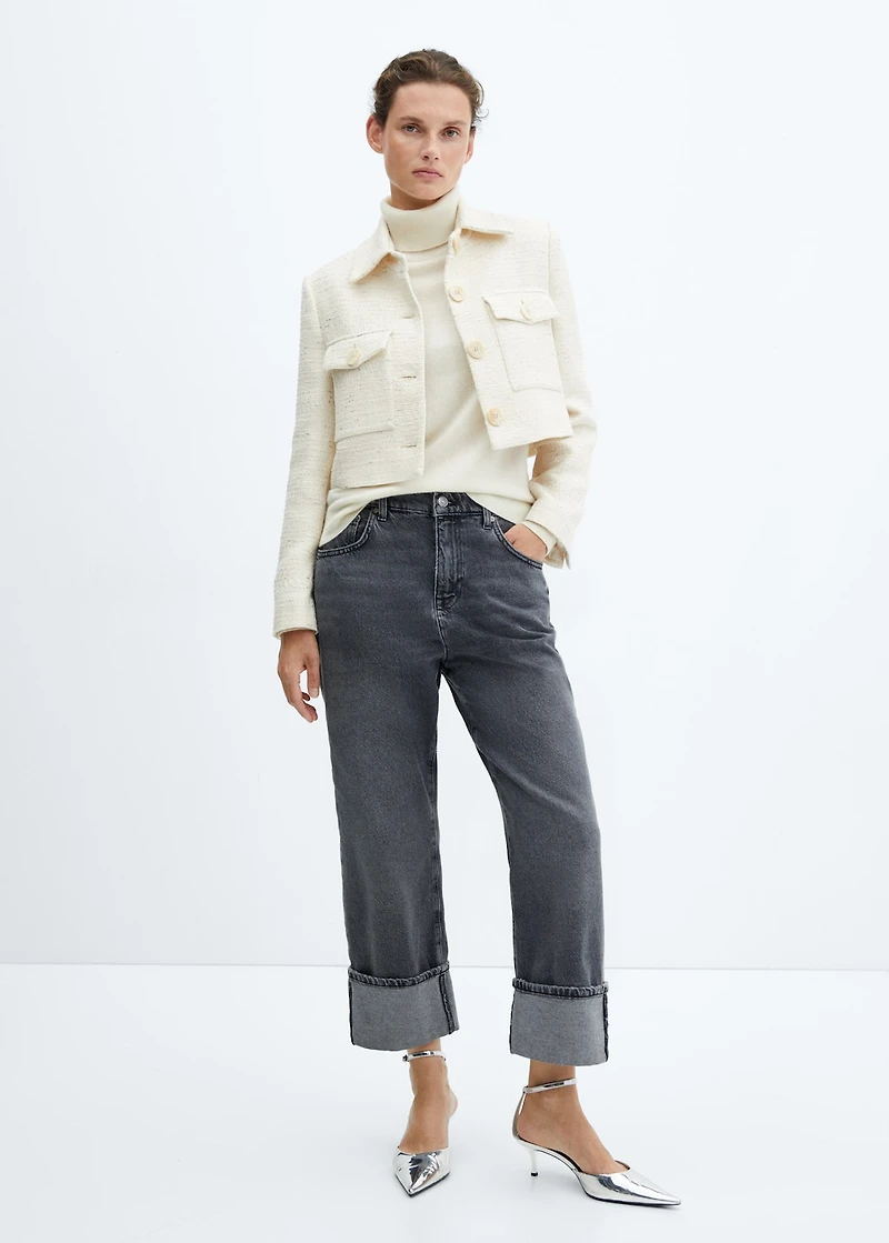 Cropped tweed jacket with pockets