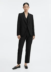 Straight wool suit pants