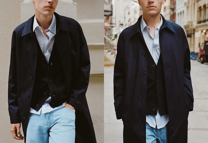 Relaxed-fit cotton trench coat