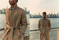 Water-repellent quilted trench coat