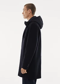 Detachable hood wool coat