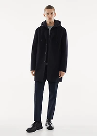 Detachable hood wool coat