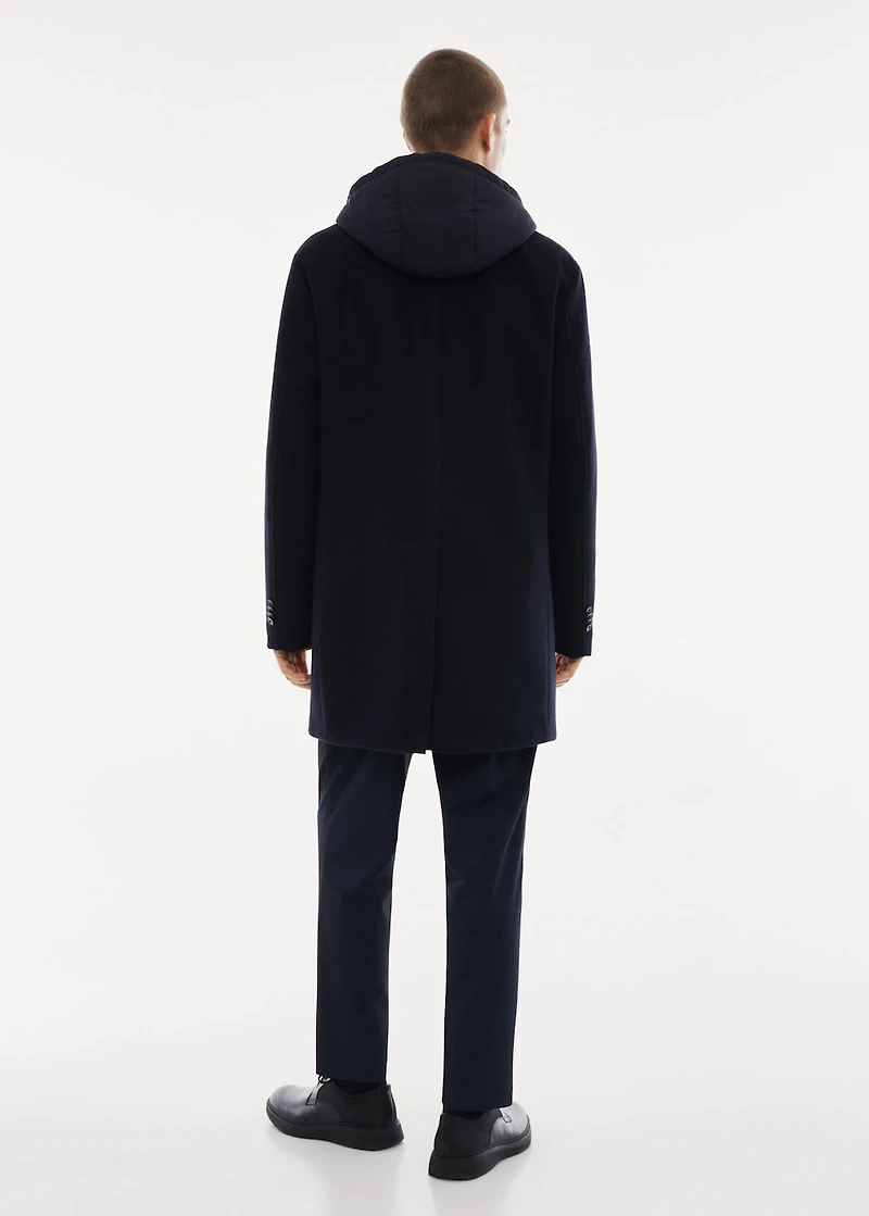 Detachable hood wool coat