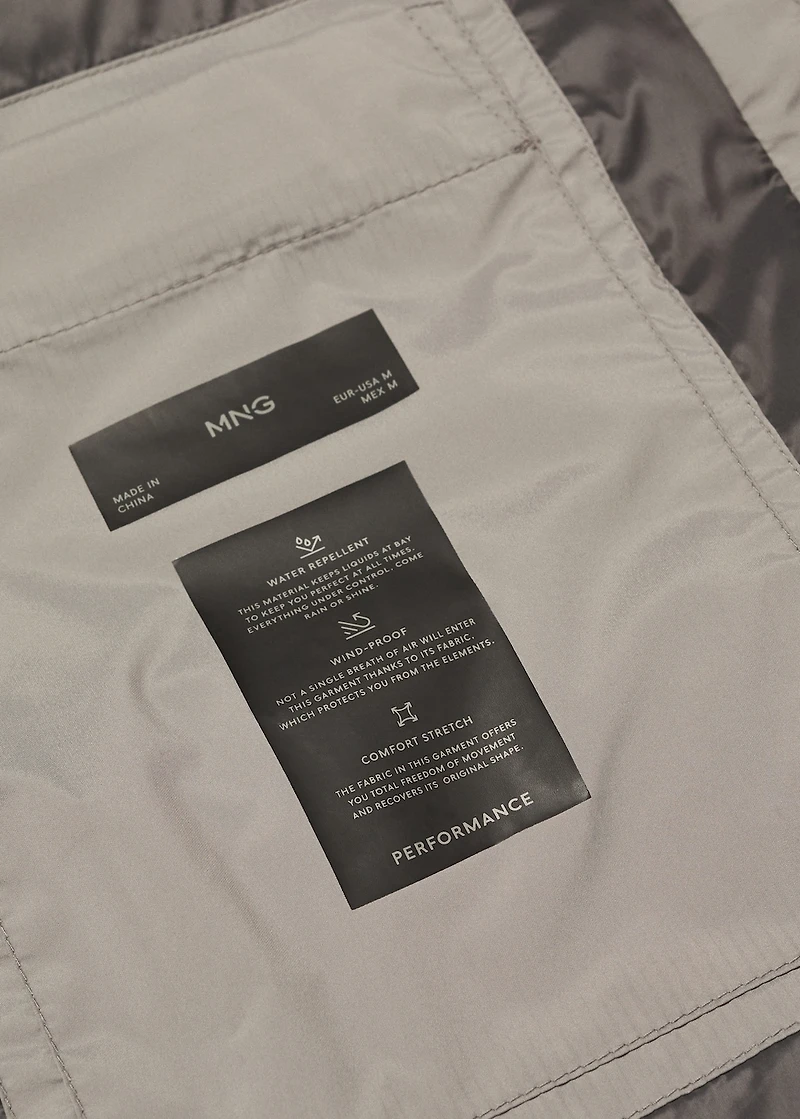 Water-repellent padded anorak