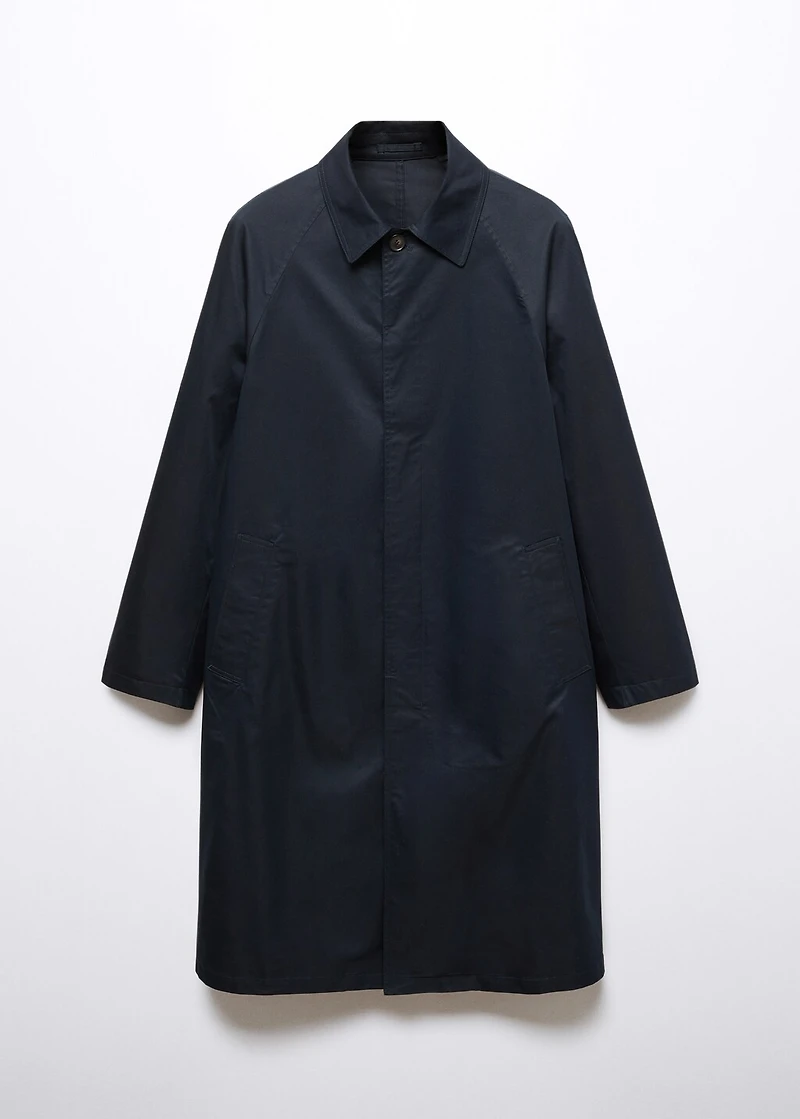 Relaxed-fit cotton trench coat