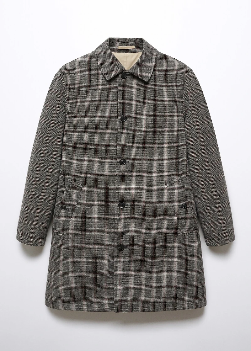 Reversible recycled wool trench coat