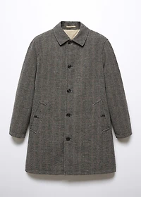 Reversible recycled wool trench coat