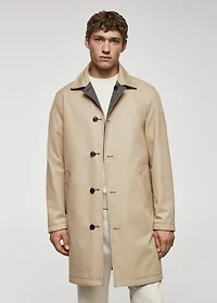 Reversible recycled wool trench coat