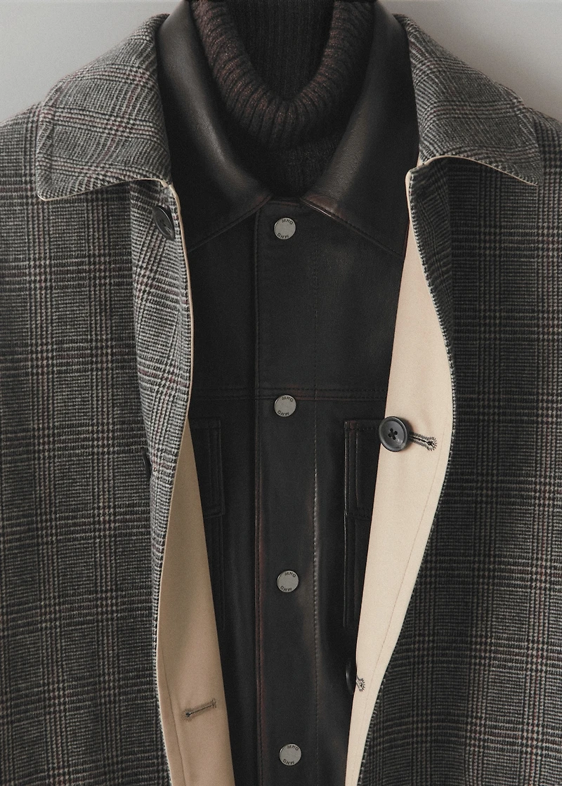 Reversible recycled wool trench coat