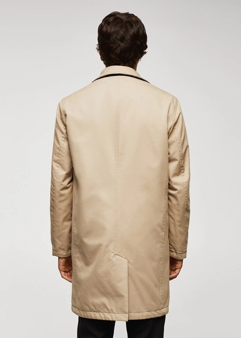 Reversible recycled wool trench coat