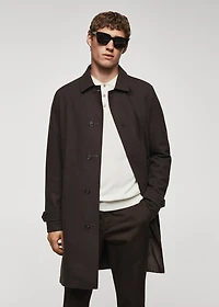 Reversible recycled wool trench coat