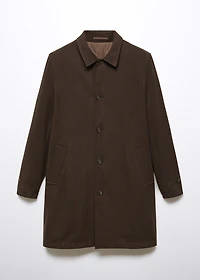 Reversible recycled wool trench coat