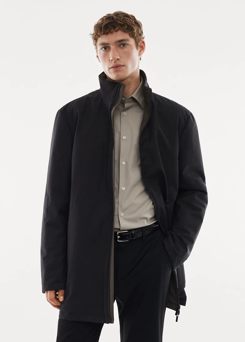 Reversible water-repellent quilted barn jacket