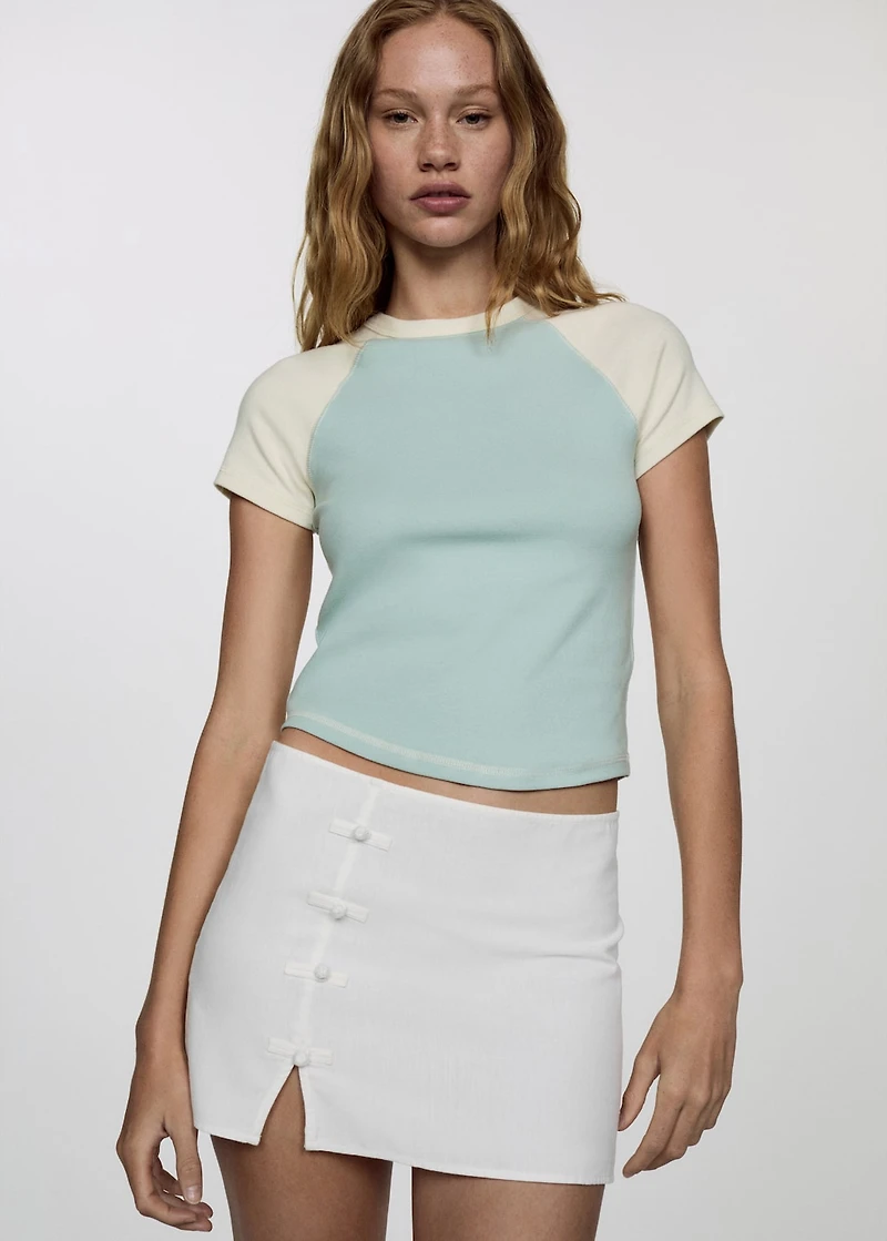 Two-tone cotton t-shirt