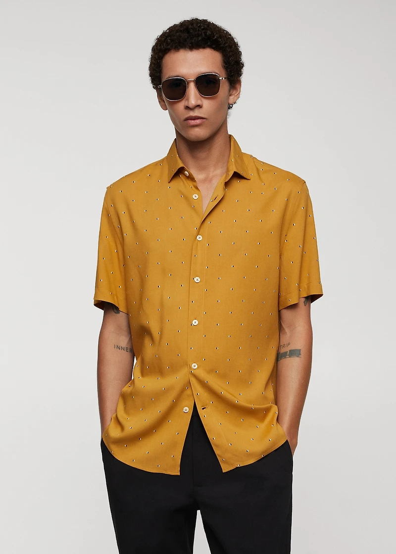 Mirco-print short sleeve shirt