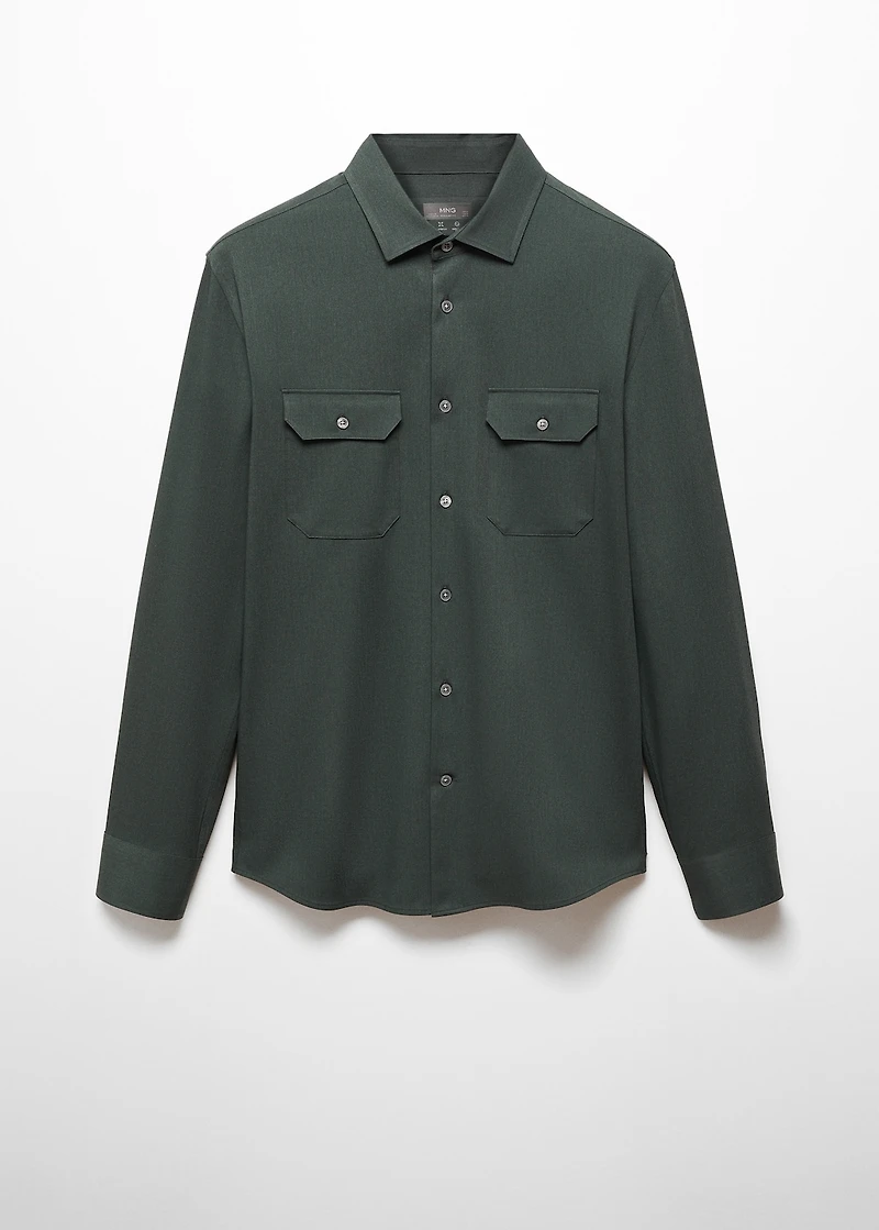 Overshirt with stretch-fabric pockets