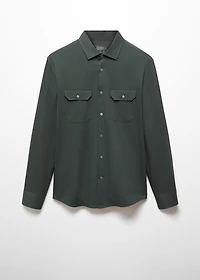 Overshirt with stretch-fabric pockets