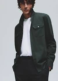 Overshirt with stretch-fabric pockets