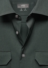 Overshirt with stretch-fabric pockets