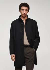Wool funnel neck coat