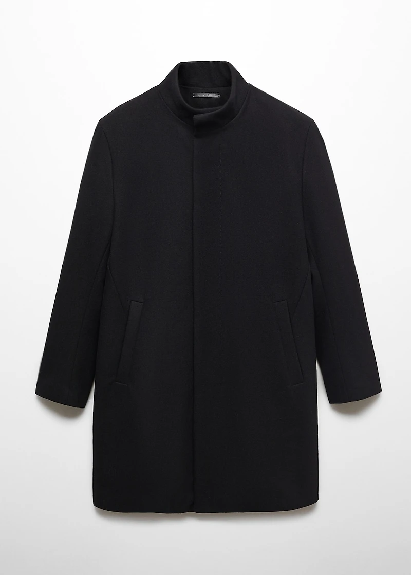 Wool funnel neck coat