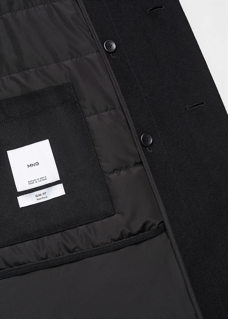 Wool funnel neck coat