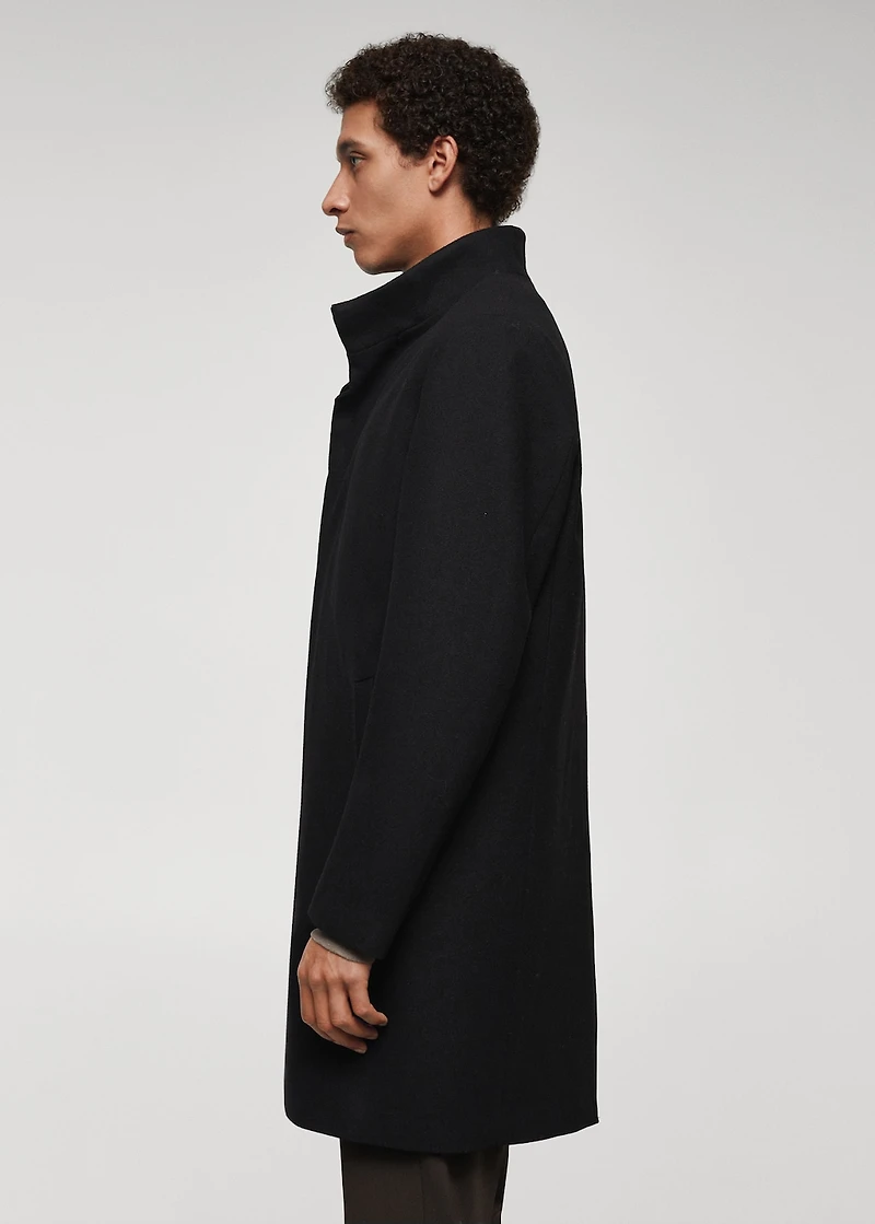 Wool funnel neck coat