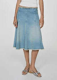 Denim skirt with frayed ends