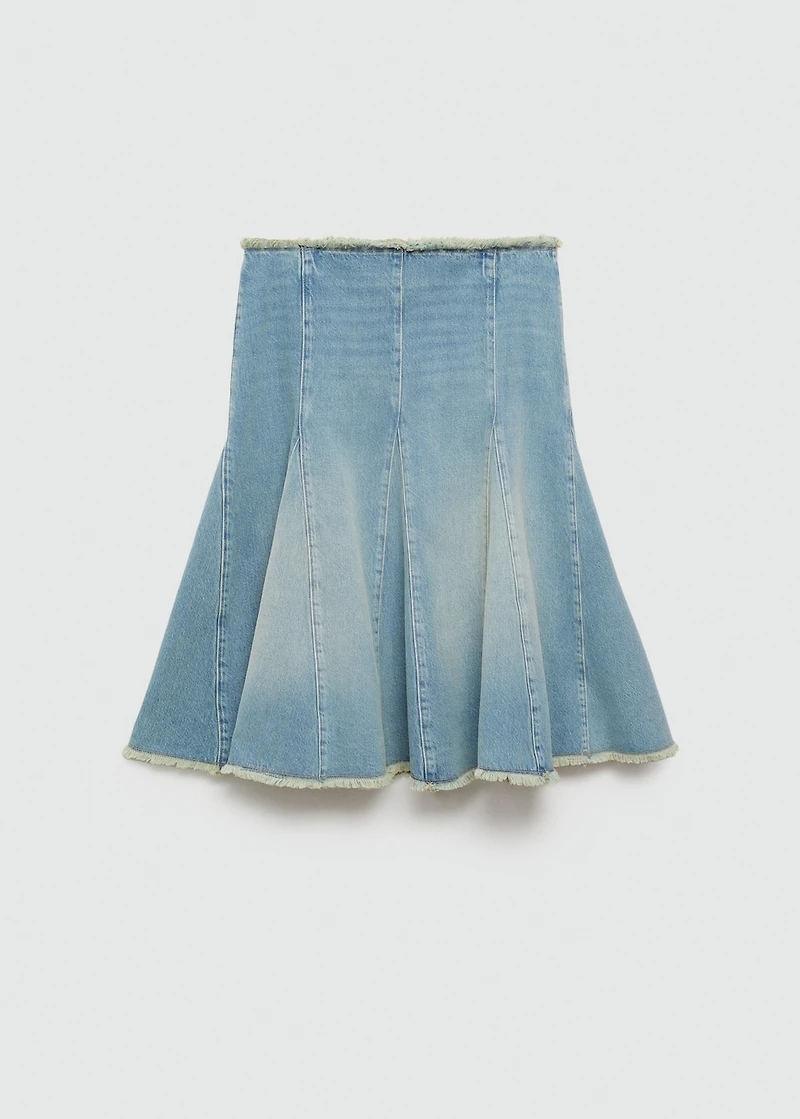 Denim skirt with frayed ends
