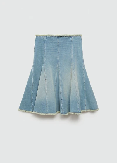 Denim skirt with frayed ends