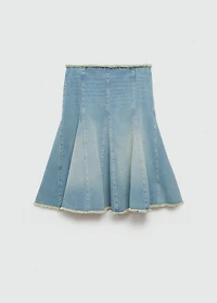 Denim skirt with frayed ends