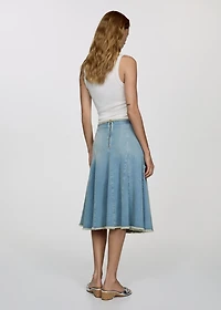 Denim skirt with frayed ends