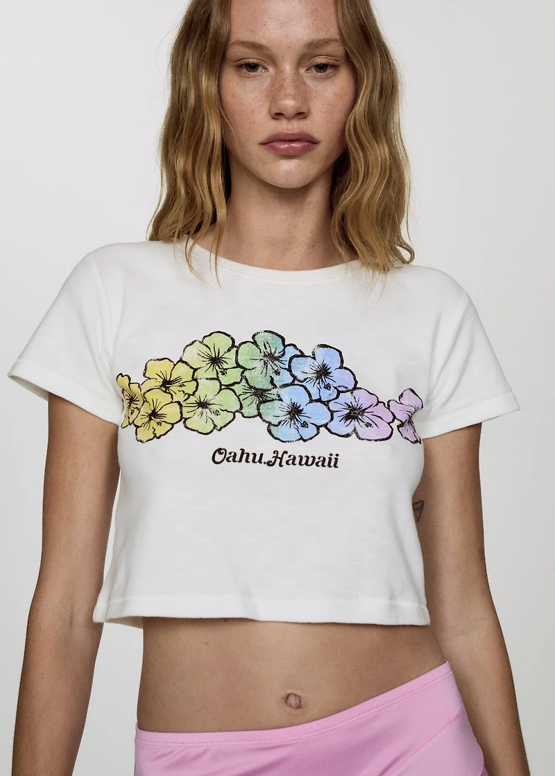 Printed cropped t-shirt