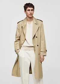 Relaxed-fit trench coat with belt