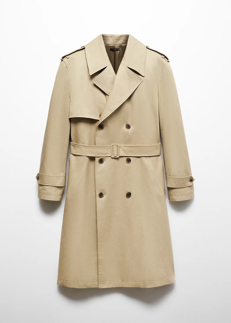Relaxed-fit trench coat with belt